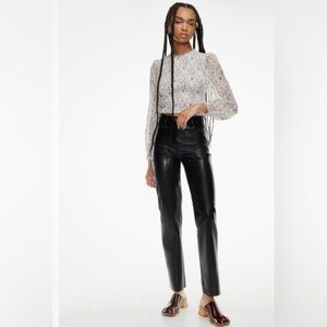 Aritzia Wilfred Womens Black Vegan Faux Leather High Waist Straight Pants Size 0
